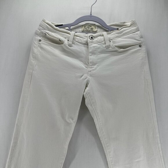 Lucky Brand Handcrafted Sweet Straight Jeans 4/27 Mid-Rise Stretch Denim White - Picture 3 of 13